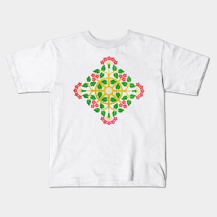 Green leaves and stylized red fruits Kids T-Shirt